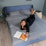 ТОКИО Складная кровать серо-синяя, 180 ППУ