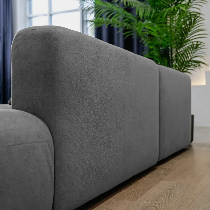 НОВЫЕ ЭМОЦИИ Диван прямой, серый, банкетка справа