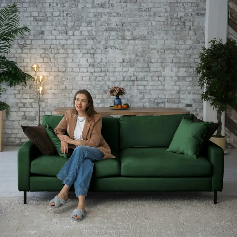 Хорошее настроение Диван прямой, лиственно-зеленый