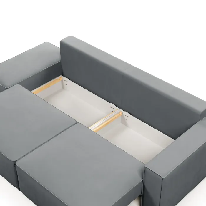 КОРСО Диван прямой с банкеткой, серый