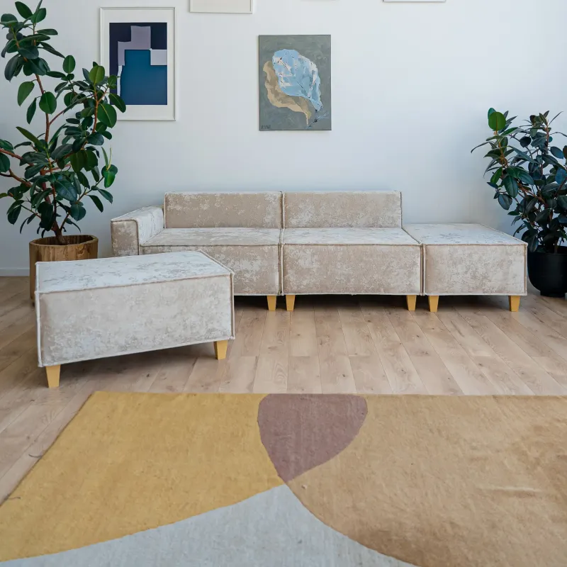 РАЙСКИЙ УГОЛОК Диван угловой бежевый, с Crash-эффектом