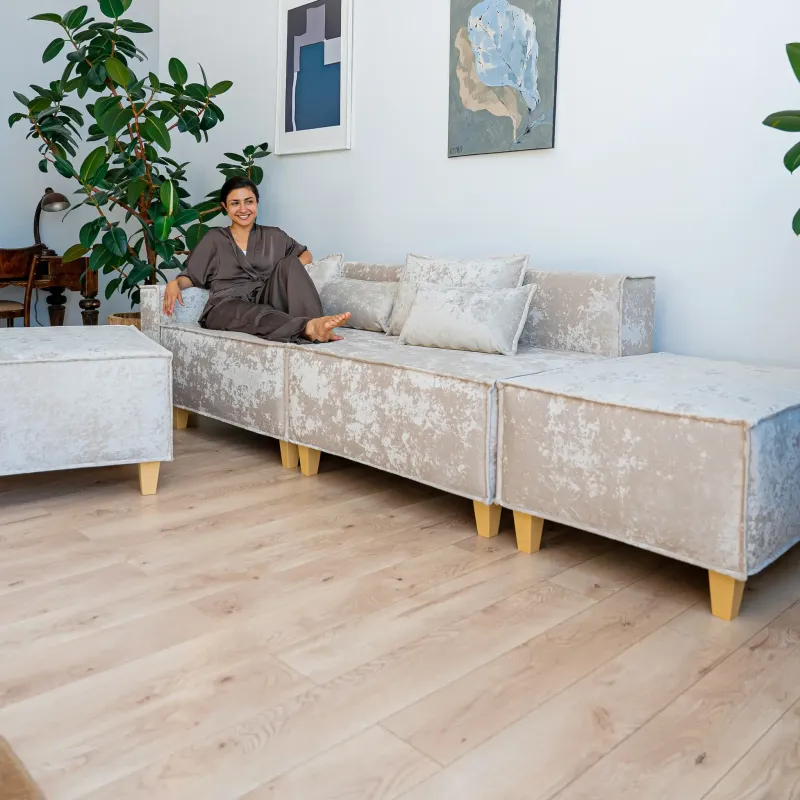 РАЙСКИЙ УГОЛОК Диван угловой бежевый, с Crash-эффектом