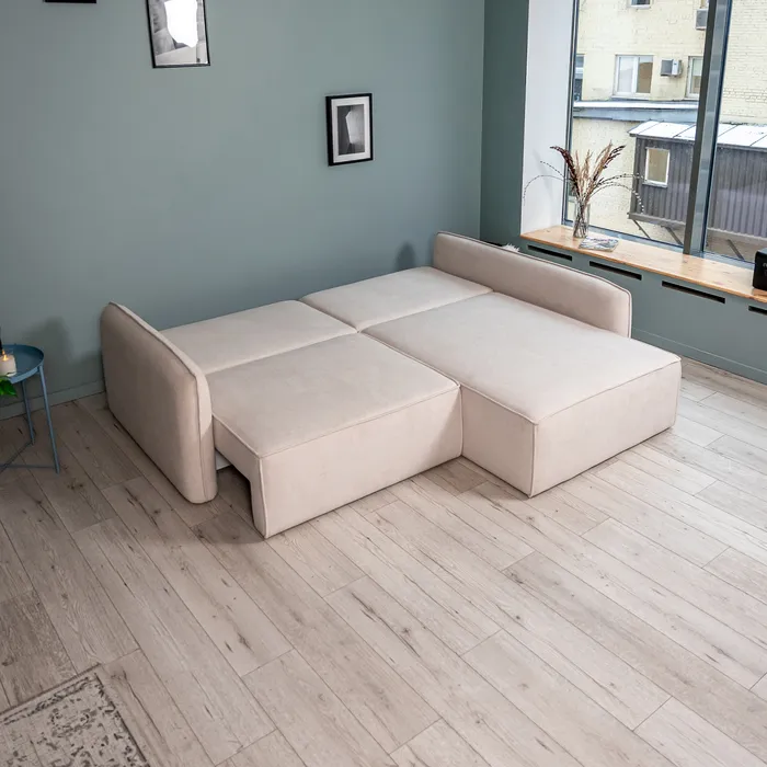 ПОРТЛЕНД Диван угловой светло-бежевый, букле