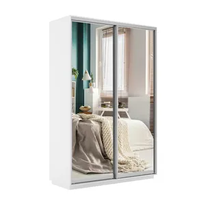 Экспенс Шкаф-купе двухдверный с зеркалом, 140х220х45, Белый