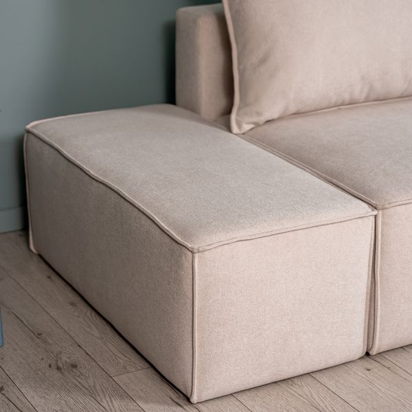 ПОРТЛЕНД Диван угловой с банкеткой светло-бежевый, букле