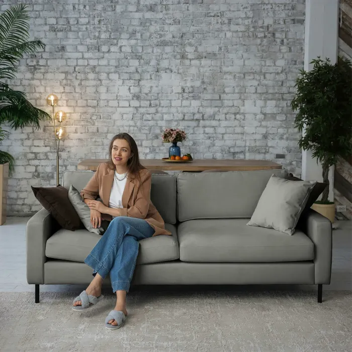 Хорошее настроение Диван прямой, серебристо-серый