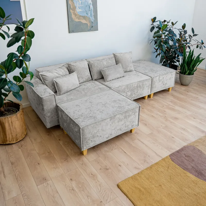 РАЙСКИЙ УГОЛОК Диван угловой серый, с Crash-эффектом