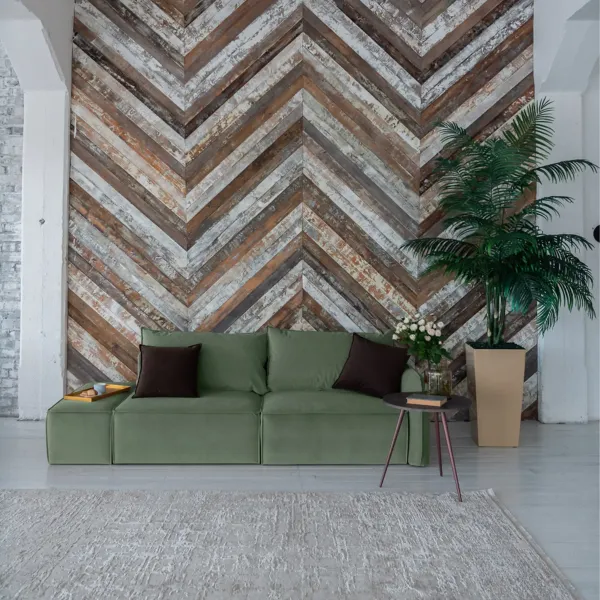 ПОРТЛЕНД Диван прямой с банкеткой зеленый