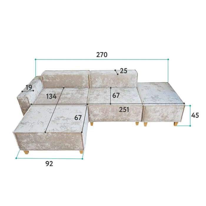 РАЙСКИЙ УГОЛОК Диван угловой бежевый, с Crash-эффектом