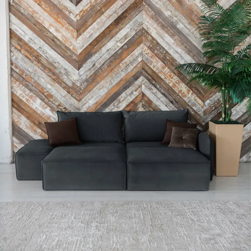 ПОРТЛЕНД Диван прямой с банкеткой серый