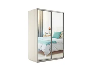 Экспенс Шкаф-купе двухдверный с зеркалом, 120х240х60, Светло-бежевый