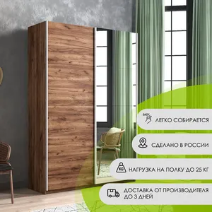 Прайм Шкаф-купе двухдверный с зеркалом,160х230, Золотистый