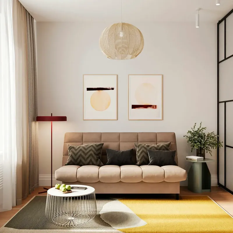 ЮТА Диван прямой коричневый ППУ, с черными ножками