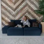 ПОРТЛЕНД Диван прямой с банкеткой синий