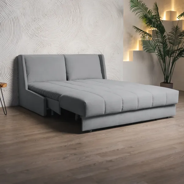 ГАРМОНИЯ СНА Кровать-диван прямой светло-серый, 160, ППУ