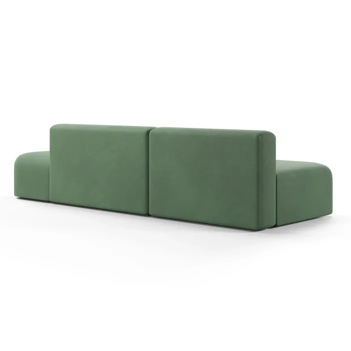 НОВЫЕ ЭМОЦИИ Диван прямой, темно-зеленый, банкетка справа