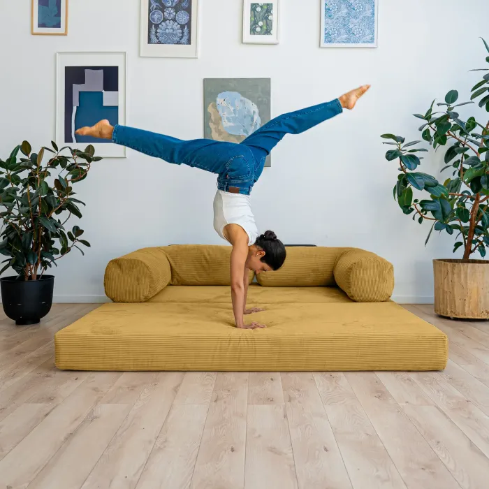 ПОЛЕЗНАЯ ПРИВЫЧКА Диван прямой, горчичный