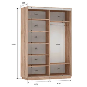 Экспенс Шкаф-купе двухдверный с зеркалом, 140х240х60, Золотистый