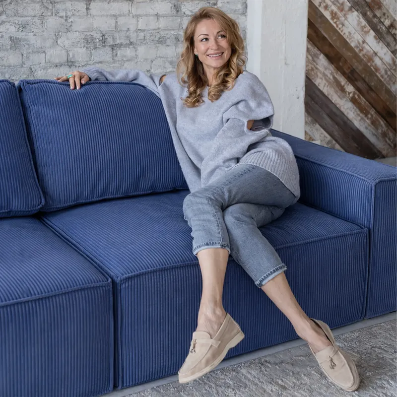 КОРСО 3.0 Диван прямой, Vertical Серо-синий