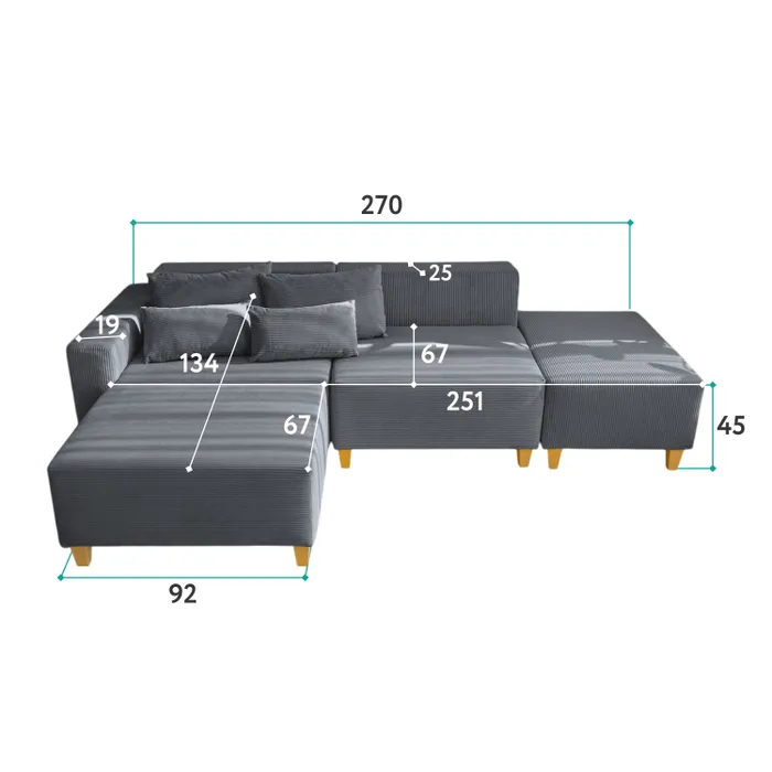 РАЙСКИЙ УГОЛОК Диван угловой графитовый