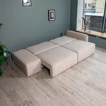 ПОРТЛЕНД Диван прямой с банкеткой светло-бежевый, букле