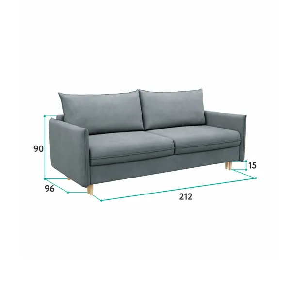 СКАНДИ Диван тканевый прямой розовый