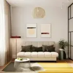 ЮТА Диван прямой бежевый ППУ , с черными ножками