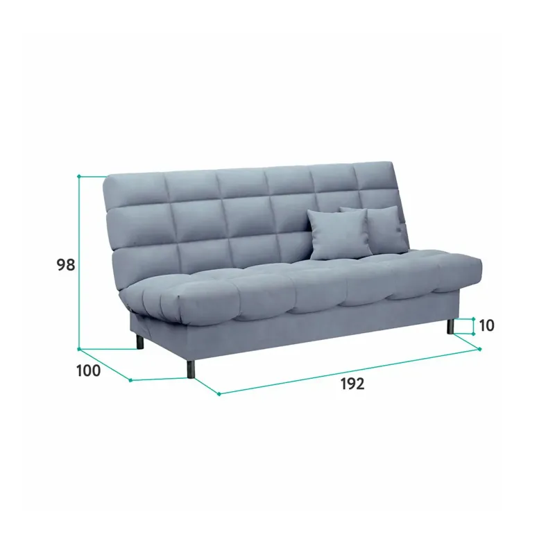 ЮТА Диван прямой серый ППУ, с черными ножками