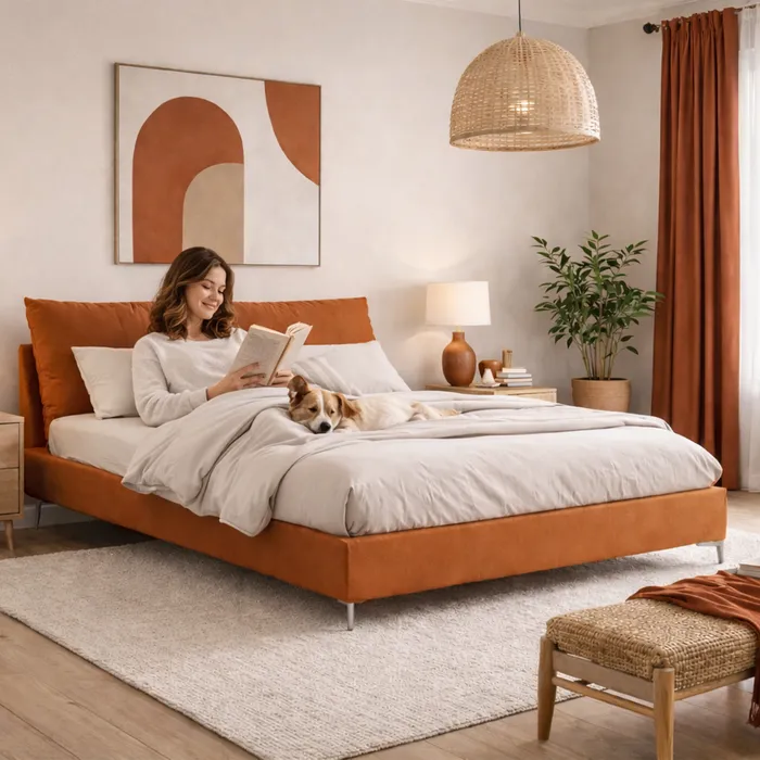 ВЕЧЕРНАЯЯ СКАЗКА Двухспальная кровать, терракотовая