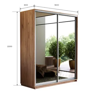 Экспенс Шкаф-купе двухдверный с зеркалом, 160х220х60, Золотистый