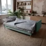 СКАНДИ Диван тканевый прямой мятный