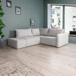 ПОРТЛЕНД 2XL Диван угловой с банкеткой светло-серый, букле