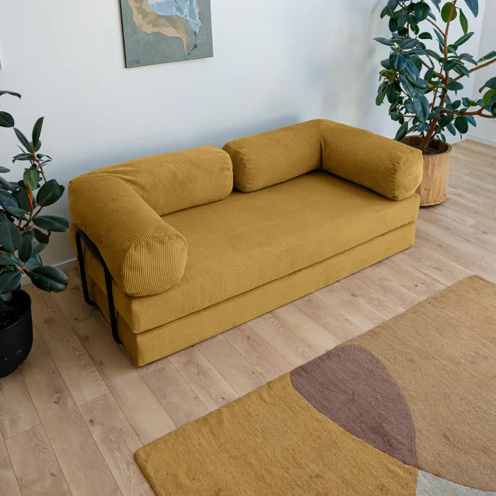 ПОЛЕЗНАЯ ПРИВЫЧКА Диван прямой, горчичный