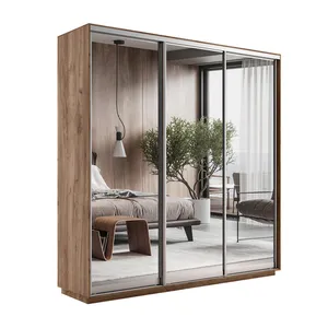 Экспенс Шкаф-купе трехдверный с зеркалом, 180х220х45, Золотистый