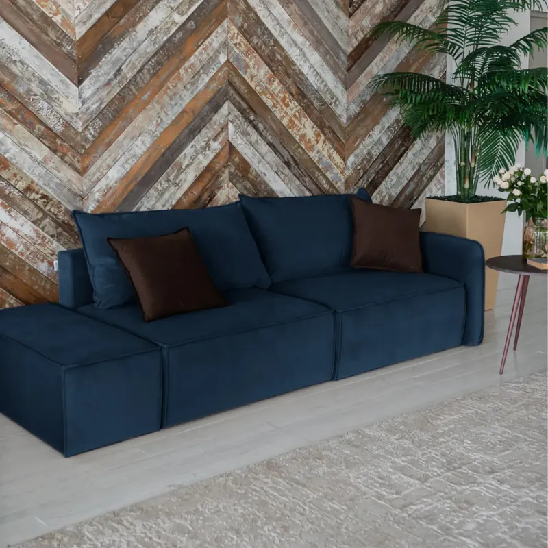 ПОРТЛЕНД Диван прямой с банкеткой синий ПОРТЛЕНД Диван прямой с банкеткой синий