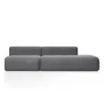 НОВЫЕ ЭМОЦИИ Диван прямой, серый, банкетка справа