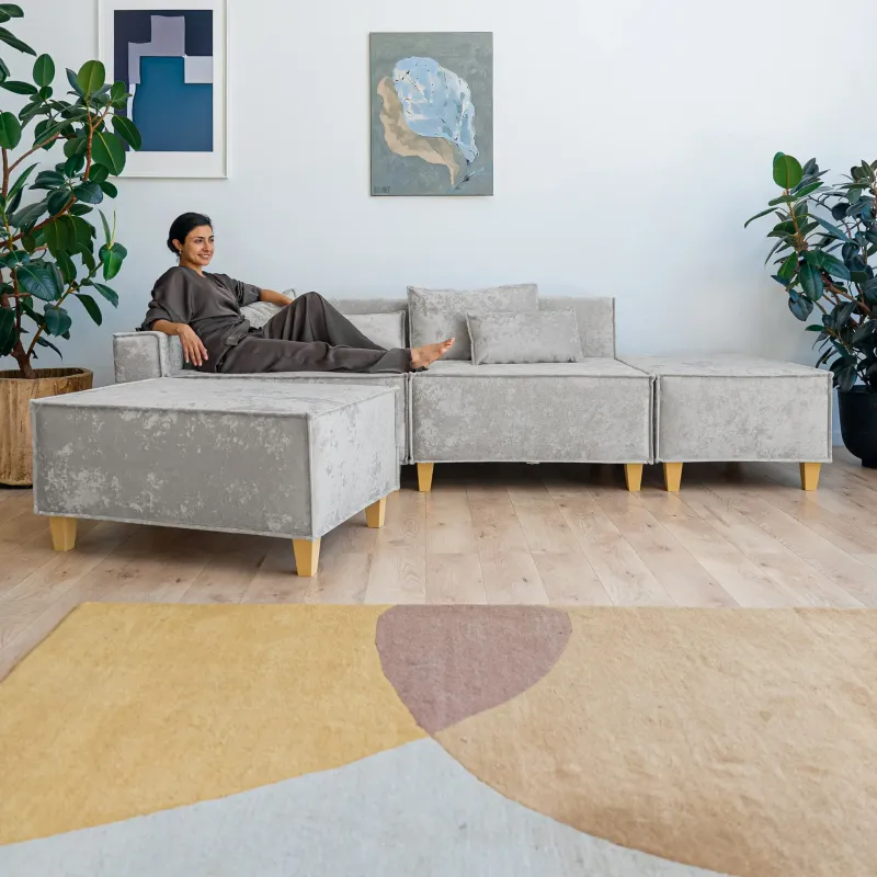 РАЙСКИЙ УГОЛОК Диван угловой серый, с Crash-эффектом