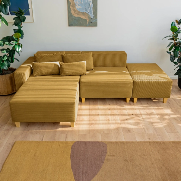 РАЙСКИЙ УГОЛОК Диван угловой горчичный