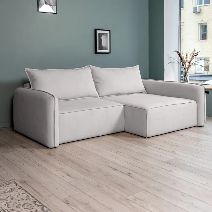 ПОРТЛЕНД Диван угловой светло-серый, букле