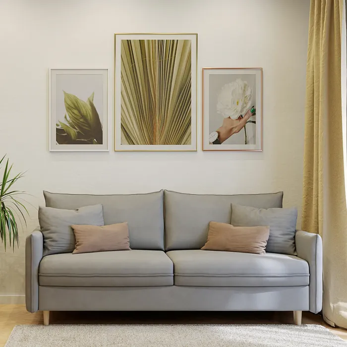 СКАНДИ Диван тканевый прямой светло-серый