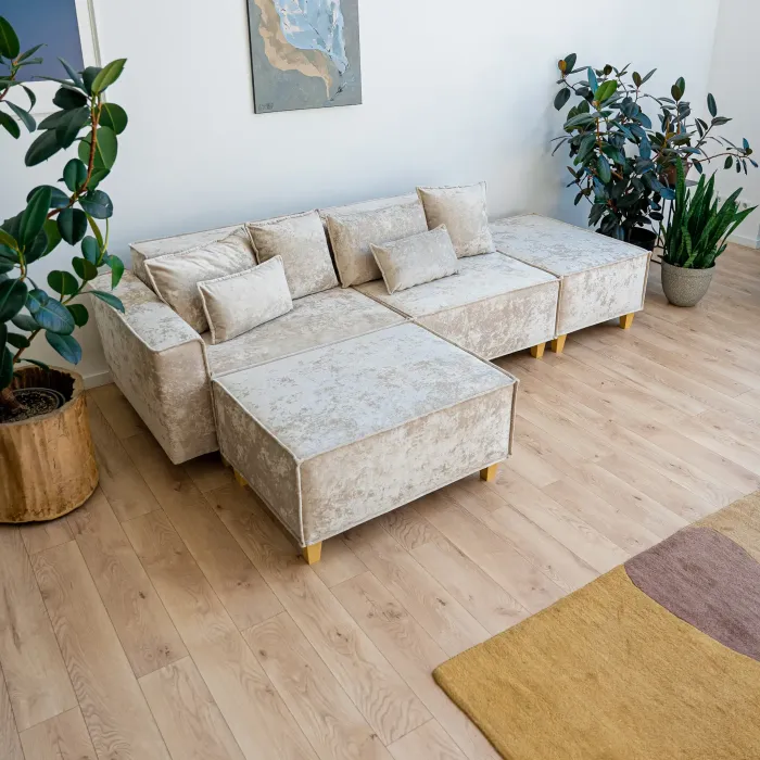 РАЙСКИЙ УГОЛОК Диван угловой бежевый, с Crash-эффектом