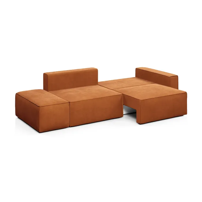 КОРСО Диван прямой с банкеткой, терракотовый