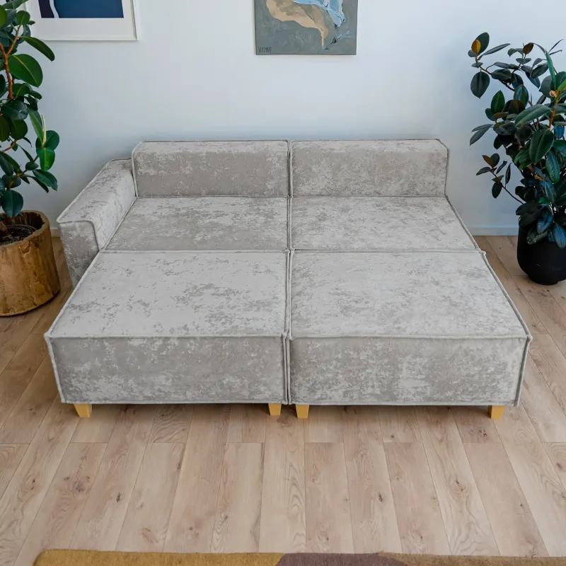 РАЙСКИЙ УГОЛОК Диван угловой серый, с Crash-эффектом