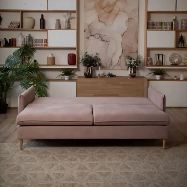 СКАНДИ Диван тканевый прямой розовый