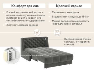 РИЧМОНД Кровать-диван прямой серый, 120