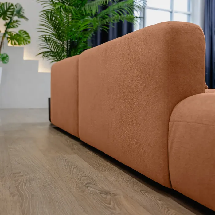 НОВЫЕ ЭМОЦИИ Диван прямой, терракотовый, банкетка слева