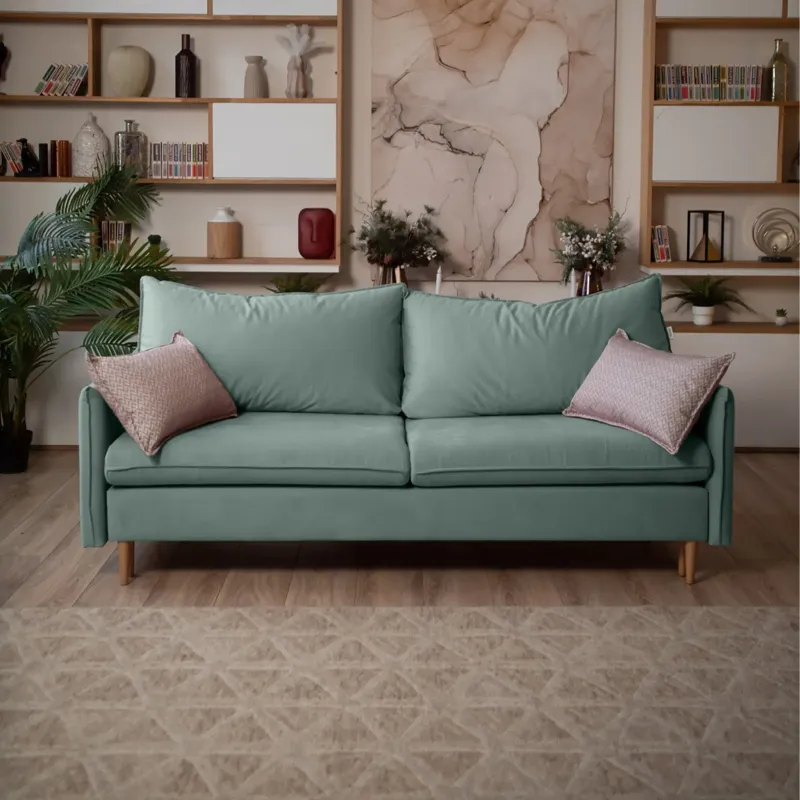 СКАНДИ Диван тканевый прямой мятный