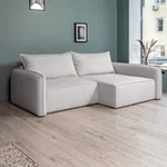 ПОРТЛЕНД Диван угловой светло-серый, букле