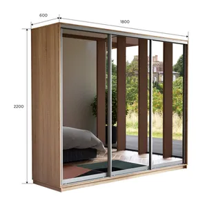 Экспенс Шкаф-купе трехдверный с зеркалом, 180х220, Бежевый