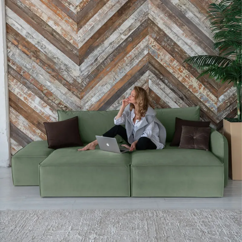 ПОРТЛЕНД Диван прямой с банкеткой зеленый ПОРТЛЕНД Диван прямой с банкеткой зеленый